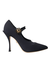 Dolce & Gabbana Black Mary Jane Jersey Crystal Pumps Shoes -   -  Dolce & Gabbana.
